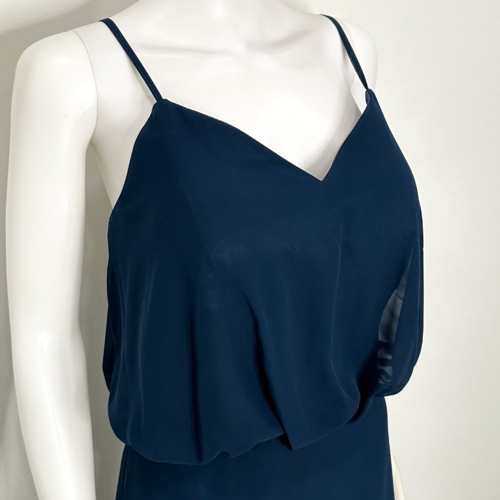 Abby Paris by Lucci Lu Blouson Chiffon Maxi Gown Bridesmaid Dress 93062 in Navy - Picture 7 of 17